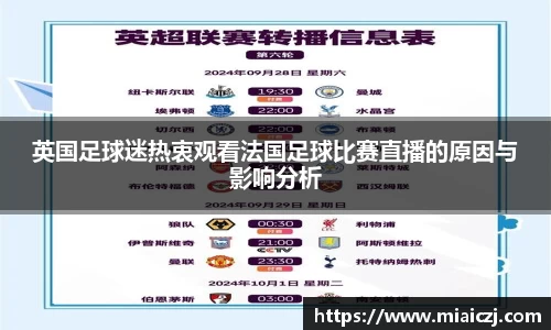 英国足球迷热衷观看法国足球比赛直播的原因与影响分析